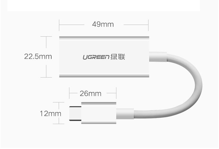 Адаптер переходник USB Type-C - DisplayPort белый (MM130) Ugreen. Фото �5