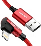 Кабель Lightning-USB 2.0 (угол 90°) 1,00 м., красный (US299) Ugreen 